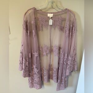 Entro Mauve Lace Overlay Shawl Size Large